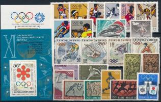 Olympics European coutries 5 stamps + 4 sets + 2 blocks, Olimpia motívum európai országok kiadásai: 5 klf önálló érték + 4 klf sor + 2 klf blokk
