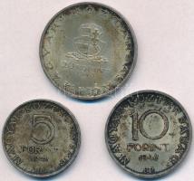 1948. 5Ft Ag "Petőfi" + 10Ft Ag "Széchenyi" + 20Ft "Táncsics" T:2- kis...