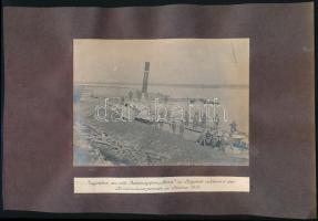 1917 A szerb Drina postahajó a parton / Hajóhíd Belgrád és Zimony között / Serbian post steamer and ...