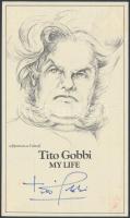 Tito Gobbi olasz operaénekes aláírása őt magát ábrázoló kisnyomtatványon /  Signature of Tito Gobii Italian operatic singer on print
