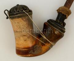 Antik tajtékpipa, 11x10 cm, h: 42 cm