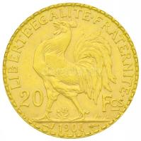 Franciaország 1904A 20Fr Au (6,46g/0.900) T:1- karc, kis ph.
France 1904A 20 Francs Au (6,46g/0.900...