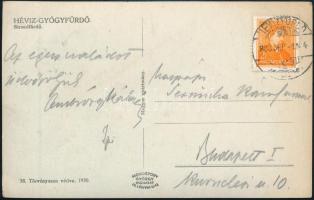 Hévízgyógyfürdő, tórészlet a strandfürdővel, fürdőzők, lótuszvirág (EK)