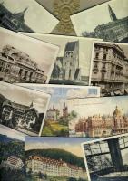 41 db régi külföldi lap benne szállodák, pályaudvarok, stb