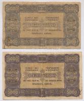 1923. 5000K (2x) egyik "Magyar Pénzjegynyomda Rt. Budapest", a másik nyomdahely nélkül &qu...