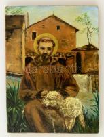 BJ jelzéssel: Assisi Szent Ferenc. Olaj, fa, 19×14 cm