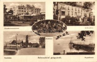Balatonfüred-gyógyfürdő, Erzsébet szanatórium, Ipoly udvar, Yachtklub, hajóállomás, szökőkút
