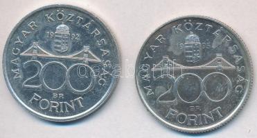 1992. 200Ft Ag "MNB" + 1995. 200Ft Ag "Deák" T:2 fo