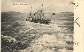 Balaton, vihar, gőzhajó, Balázsovich Gyula kiadása
