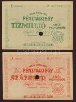 1946. Teljes pénztárjegy sor 10.000AP, 100.000AP, 1000.000AP, 10.000.000Ap T:I,I-(1x)