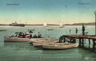 Balatonfüred, Csónak kikötő, Baross gőzös, vitorlások (EB)