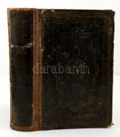 Szent Biblia. Ford.: Károli Gáspár. Pest, 1859, Heckenast Gusztáv. Díszes, kissé megviselt bőrkötésben.