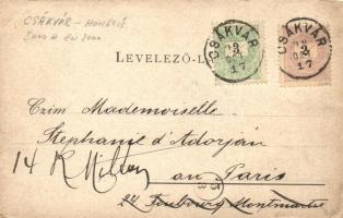 1899 Csákvár, Római katolikus templom, Zárda, Gessler ház (apró szakadás / small tear)