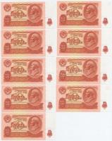 Szovjetunió 1961. 10R (9x) sorszámkövetők egy ugrással T:I,I- Soviet Union 1961. 10 Rubles (9x) sequential serials with one leap C:UNC,AU