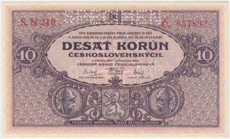 Csehszlovákia 1927. 10K SPECIMEN perforációval T:I-,II Czechoslovakia 1927. 10 Korun with SPECIMEN perforation C:AU,XF