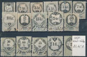 1870 Illetékbélyeg rövid sor fehér papíron és zöldes papíron (Mi EUR 38,95)