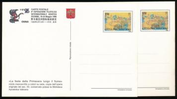 Ázsiai Nemzetközi bélyegkiállítás, Kína 4 klf képű díjjegyes képeslap, Asian International Stamp Exhibition, China 4 diff PS-Postcard