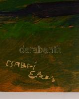 Csabai jelzéssel: Tájkép kéménnyel. Olaj, falemez, 50×70 cm