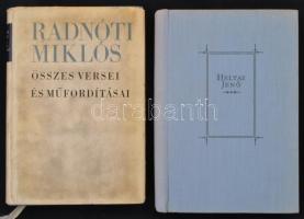 Verseskötetek, 3 db:  Radnóti Miklós összes versei és műfordításai. Bp., 1965, Szépirodalmi Könyvkiadó. Kiadói egészvászon kötés, kiadói kissé maszatos papírborítóban. Szabó Lőrinc összegyűjtött versei I-II. Bp., 1977, Szépirodalmi Könyvkiadó. Kiadói egészvászon kötés, kiadói papírborítóban. Heltai Jenő versei. Bp., 1959, Szépirodalmi Könyvkiadó. Kiadói papírkötés.