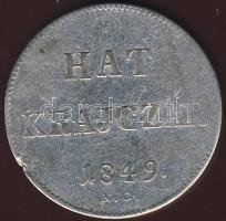 1849NB 6kr Ag T:2- lapkahiba