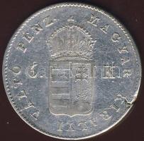 1849NB 6kr Ag T:2- lapkahiba