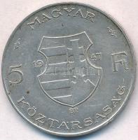 1947. 5Ft Ag "Kossuth" peremén anyagfölösleg T:2