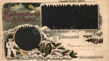 Debrecen, Szilveszteréji üdvözlet, kiadja Kummert L. F. / New Year greeting card, humour, hold to light litho (EK)
