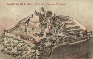 Trencsén, Trencin; a vár 238 évvel ezelőtt, kiadja Wertheim Zsigmond / the castle 238 years ago (felületi sérülés / surface damage)