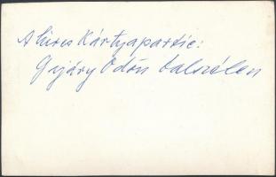 Kártyaparti, fotóreprodukció, rajta Gajári Ödön, Jókai Mór, hátoldalon feliratozva, 9x14 cm