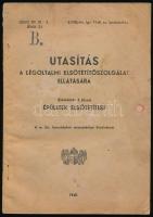 1940 Utasítás a légoltalmi elsötétítő szolgálat ellátására; elsötétítés 2. füzet: Épületek elsötétítése. A m. kir. honvédelmi minisztérium kiadványa, papírborító foltos, lyukas, 136 p.