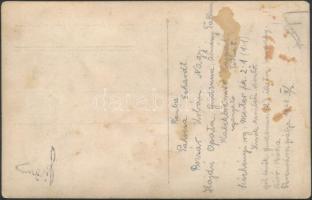 1928 Futballcsapat, hátoldalon feliratozott fotólap a csapattagok neveivel, 9x14 cm