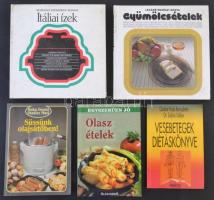 4 db szakácskönyv: Itáliai ízek (1987); Gyümölcsételek (1990); Olasz ételek (é. n.); Süssünk olajsütőben (é. n.); Vesebetegek diétáskönyve (1993). Papír-, ill. kartonált papírkötésben, jó állapotban.