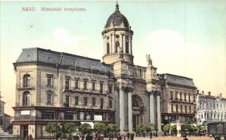 Arad, Minoriták temploma, a Deutsch-testvérek Központi divatáruháza, Pichler Sándor kiadása / church, shop, boutique