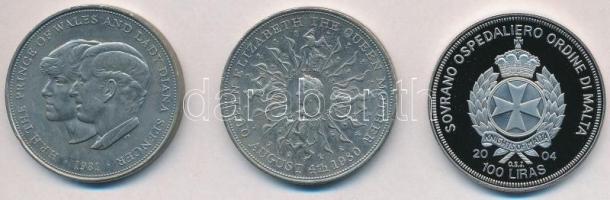 Vegyes: Máltai Lovagrend 2004. 100L Cu-Ni "Ausztria az EU-ban" + Nagy Britannia 1980. 25p ...