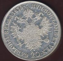 Ausztria/magyar verdejel 1834E 20Kr Ag II.Ferenc T:2/3