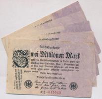 Németország / Weimari Köztársaság 1923. 2.000.000M (5x) T:III Germany / Weimar Republic 1923. 2.000.000 Mark (5x) C:F