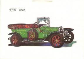 8 db MODERN használatlan oldtimer autós grafikai motívumlap, Törkey Ferenc rajzaival / 8 modern unus...