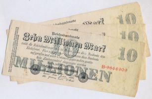 Németország / Weimari Köztársaság 1923. 10.000.000M (3x) T:III Germany / Weimar Republic 1923. 10.000.000 Mark (3x) C:F