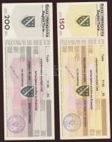 Bosznia Hercegovina 1993. Csekk sor 50D, 100D, 150D, 200D "TUZLA" felülbélyegzéssel T:1