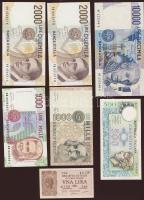 Olaszország 1944-90. 7db (6klf) bankjegy T:I