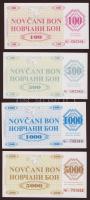 Bosznia 1992. Bon sor 100D,500D,1000D,5000D "Sarajevo" felülbélyegzéssel T:I