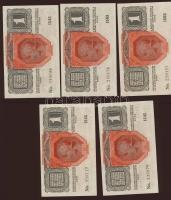 1916. 1K (5x) zöld, vízszintes "Deutschösterreich" fny-sal, benne sorszámkövető pár T:I