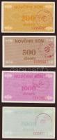 Bosznia és Hercegovina 1992. "Novcani Bon" sor 200D,500D,1000D,5000D "VITÉZ" felülbélyegzéssel! T:I-,II+ RRR!!!