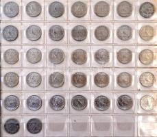 216db-os forint-fillér gyűjtemény, gyűrűs berakólapokon, névérték és évszám szerint gondosan rendeze...