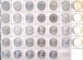 216db-os forint-fillér gyűjtemény, gyűrűs berakólapokon, névérték és évszám szerint gondosan rendeze...