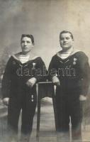 1912 Osztrák-magyar haditengerészek, Jubileumi kereszt kitüntetésekkel / Austro-Hungarian Navy mariners, with Jubilee Cross decorations, photo