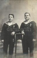 1912 Osztrák-magyar haditengerészek, 'Jubileumi kereszt' kitüntetésekkel / Austro-Hungarian Navy mariners, with 'Jubilee Cross' decorations, photo