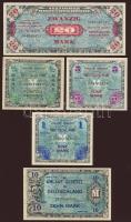 Német Birodalom/nemzetközi megszállás amerikai nyomat 1944. 1/2M,1M,5M "F" jellel T:I feltehetően nyomdai eredetű csíkokkal, 10M,20M "F" jellel T:II