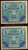 Német Birodalom/nemzetközi megszállás amerikai nyomat 1944. 1M (2x) egymásutáni sorszámokkal T:I feltehetően nyomdai eredetű csíkokkal