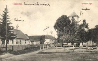 Peredmér, Predmier; Erzsébet liget, plébánia, posta, templom / park, parish, post office, church (EK)